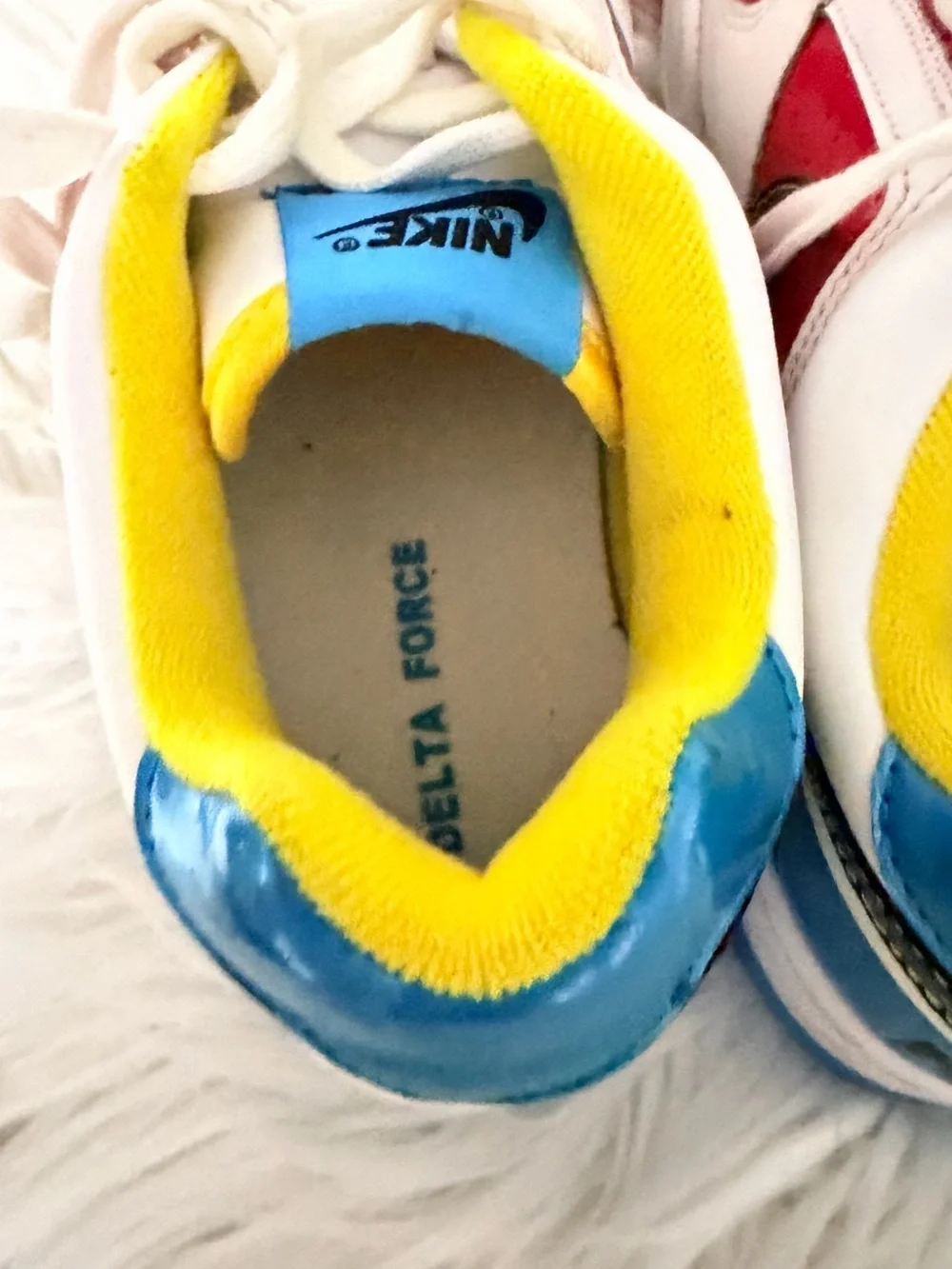 Nike Delta Force Low Kids White Red Blue Yellow Sneakers size